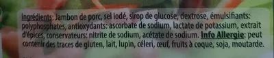 Lista de ingredientes del producto Dés de jambon cuits Detry 100 g