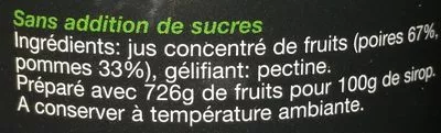 Lista de ingredientes del producto Sirop de Liège Jean-Baptiste Lambert 450 g e