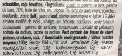 Lista de ingredientes del producto Aardappel pomme de terre  