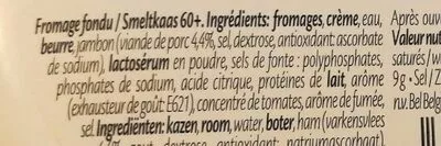 Lista de ingredientes del producto Fromage fondu au Jambon Maredsous 200g