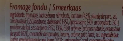 Lista de ingredientes del producto Fromage fondu au jambon Maredsous 200 g