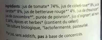 Lista de ingredientes del producto Jus de santé Pajottenlander 0.75L