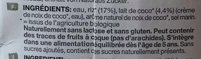 Lista de ingredientes del producto Bebida de arroz-coco Provamel 1 L