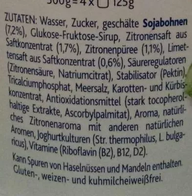 Lista de ingredientes del producto Limette-Zitrone alpro 500g