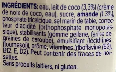 Lista de ingredientes del producto Lait coco amande Alpro 1L