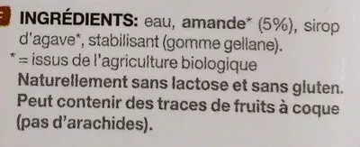 Lista de ingredientes del producto Boisson Aux Amandes Bio Provamel 250 ml