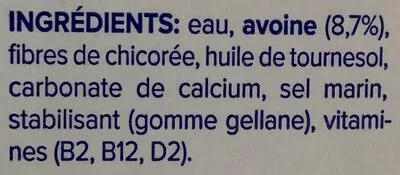 Lista de ingredientes del producto Avoine Sans sucres Alpro 1 L