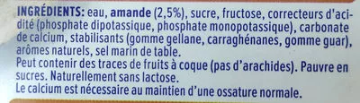 Lista de ingredientes del producto lait damande Alpro 