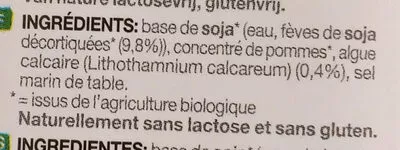 Lista de ingredientes del producto Soya. Calcium. Provamel 250 ml