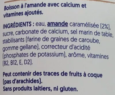 Lista de ingredientes del producto Amande onctueuse Alpro 750 ml