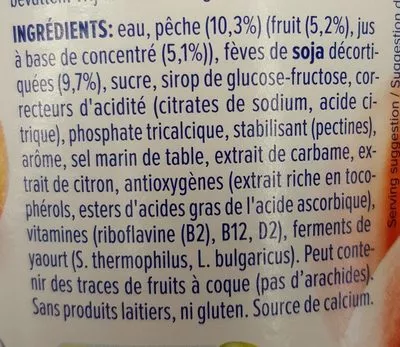 Lista de ingredientes del producto Alpro Pêche alpro 500 g