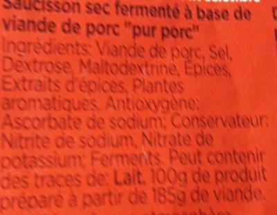 Lista de ingredientes del producto Pur porc Aoste 