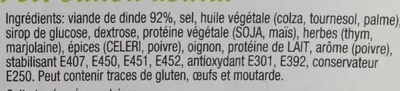 Lista de ingredientes del producto Dindonneau façon Bacon Volibon 200 g