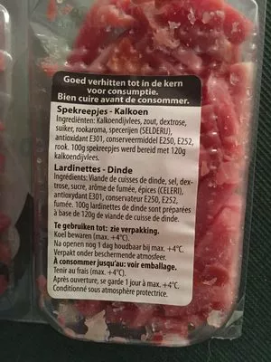 Lista de ingredientes del producto Lardinettes fumé maigre Dindesse 2* 70 g