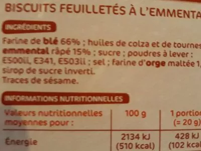 Lista de ingredientes del producto Feuilletés Brasserie du Bocq 25 cl