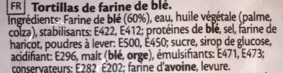 Lista de ingredientes del producto 18 tortillas dürüm Poco Loco 1.8 kg (18 pièces de 100 g)