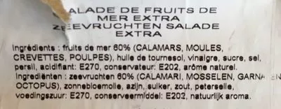 Lista de ingredientes del producto Salade de fruits de la mer extra  