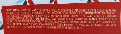 Lista de ingredientes del producto Chocolat au lait 38% sarrazin soufflé Tohi 70 g