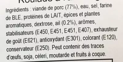 Lista de ingredientes del producto Roulade à l'ail Sans marque, Le Nourrain 150 g