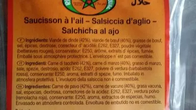 Lista de ingredientes del producto Saucisson à l'ail halal  500 g