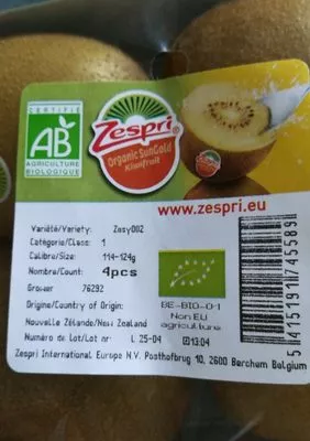 Lista de ingredientes del producto Kiwi Zespri 4 unités