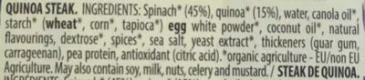 Lista de ingredientes del producto Quinoa steak epinard Fit Food 