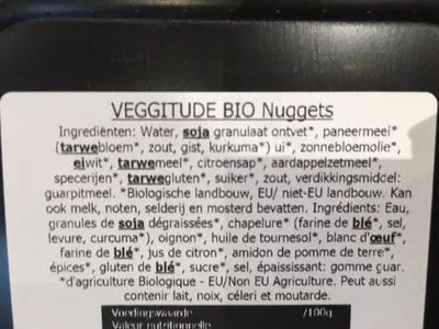 Lista de ingredientes del producto Nuggets Vegetariani 154 G  7x22g