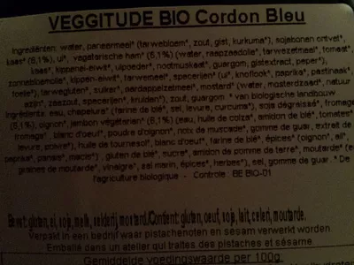 Lista de ingredientes del producto Cordon bleu végétal Veggitude 200 g