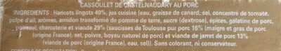 Lista de ingredientes del producto Cassoulet de Castelnaudary Domaine du Prada 