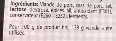 Lista de ingredientes del producto Rosette de Lyon  