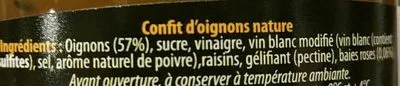 Lista de ingredientes del producto Confit d'oignons nature Altesse 