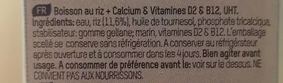 Lista de ingredientes del producto Rice Dream 3X200ML Riisijuoma Kalkkirikastettu Ja Vitaminoitu Rice Dream 3 x 200 ml