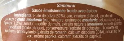 Lista de ingredientes del producto Sauce Samouraï  500 ml