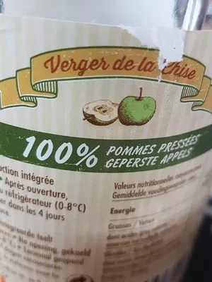 Lista de ingredientes del producto Jus de pomme Appelsap Verger De La Chise 