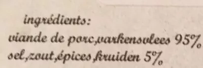 Lista de ingredientes del producto Pâté de campagne Chezveroetphil 