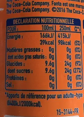 Lista de ingredientes del producto Fanta Fanta orange, Fanta 25 cl