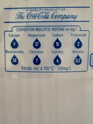 Lista de ingredientes del producto Ciel Ciel, The Coca-Cola Company 1 l