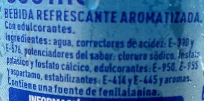 Lista de ingredientes del producto Bebida isotónica sin azúcar sabor naranja Aquarius 1