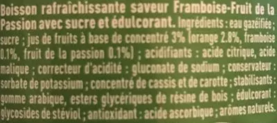 Lista de ingredientes del producto Framboise Passion Fanta 1,5 L