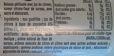 Lista de ingredientes del producto Finley Citron & Fleur de sureau Finley 250 ml