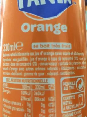 Lista de ingredientes del producto Fanta orange Fanta 33 cl