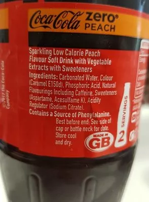 Lista de ingredientes del producto Coca Coca Zéro Pêches Coca Cola 500 ml