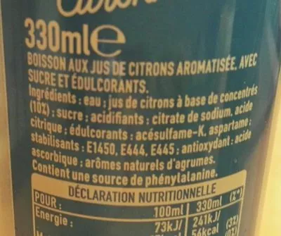 Lista de ingredientes del producto Citronnade Minute Maid 33 cl