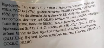 Lista de ingredientes del producto Feuilleté saumon yaourt  