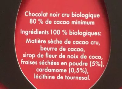 Lista de ingredientes del producto Chocolat cru 80% ISWARI 