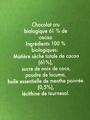 Lista de ingredientes del producto Dark chocolate Iswari 