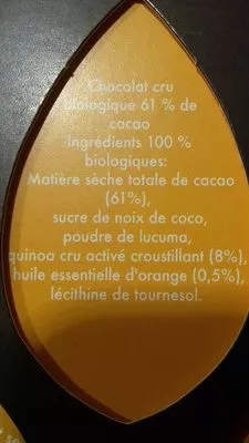 Lista de ingredientes del producto Raw organic dark chocolate Iswari 