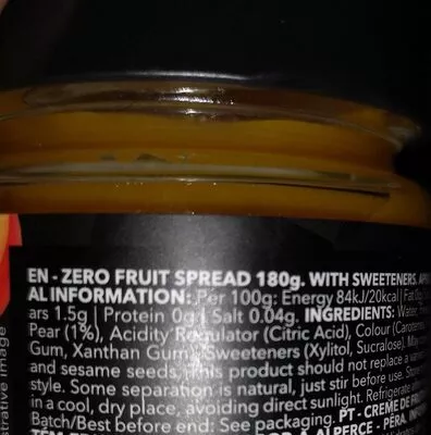 Lista de ingredientes del producto Zero fruit spread Prozis 