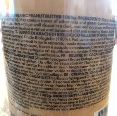 Lista de ingredientes del producto Organic peanut butter Prozis 