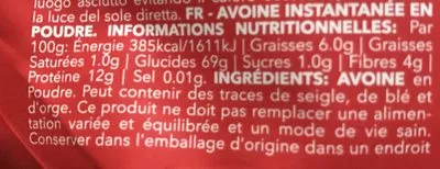 Lista de ingredientes del producto Avoine Complète Instantanée en Poudre 1 250 g Prozis 